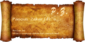 Pascus Zakariás névjegykártya